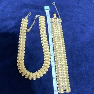 Trifari Gold Necklace and Bracelet Set